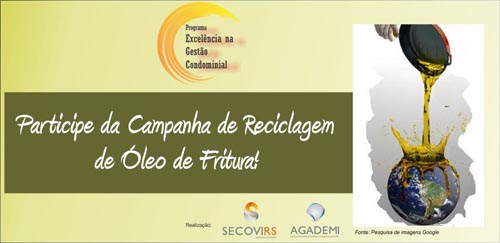 Campanha de Reciclagem de Óleo de Fritura - SECOVI Campanha de Reciclagem de Óleo de Fritura - SECOVI